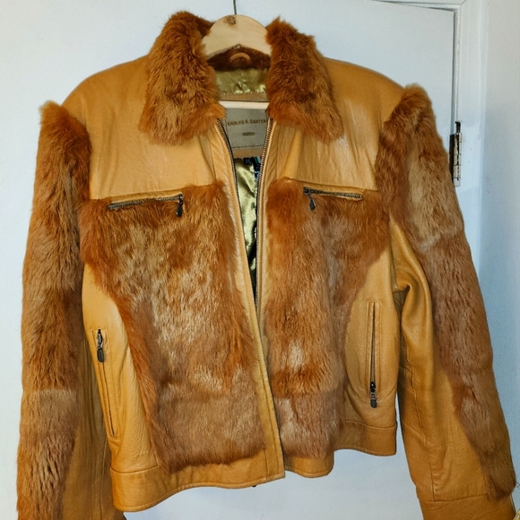 Luxury Carmel Leather and Rabbit Jacket - Picture 1 of 3